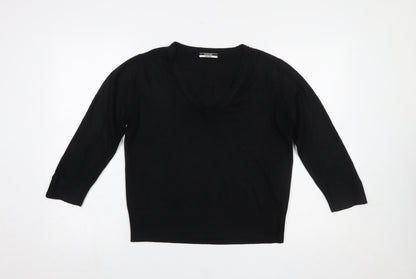 George Women's Black V-Neck Acrylic Jumper Size 12