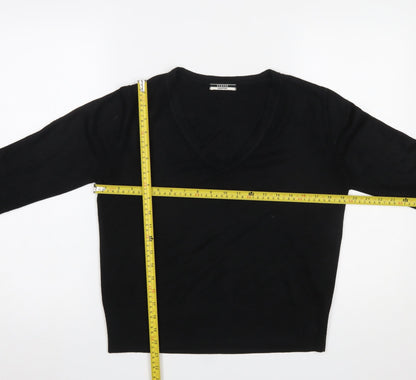 George Women's Black V-Neck Acrylic Jumper Size 12