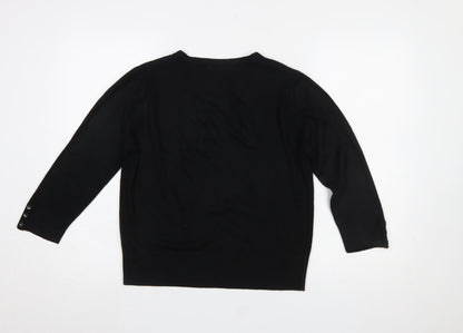George Women's Black V-Neck Acrylic Jumper Size 12