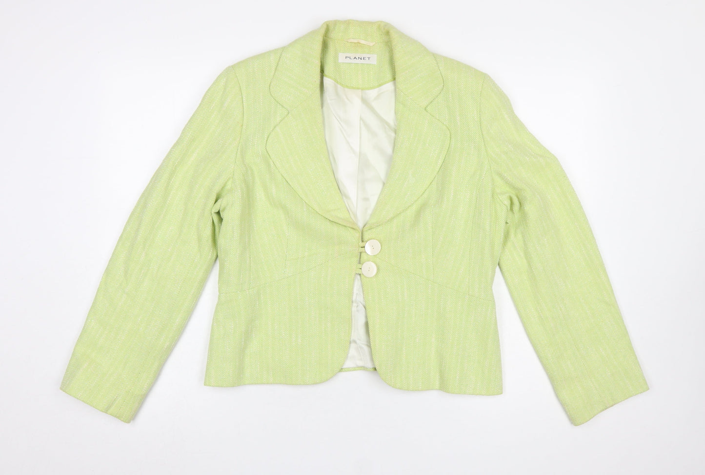 Planet Women's Green Cotton Blend Tailored Blazer UK 14