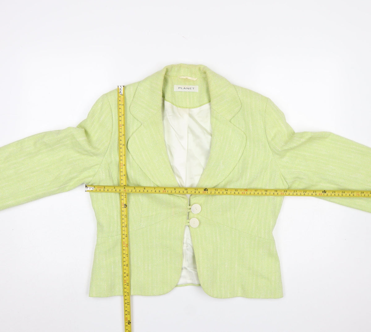 Planet Women's Green Cotton Blend Tailored Blazer UK 14