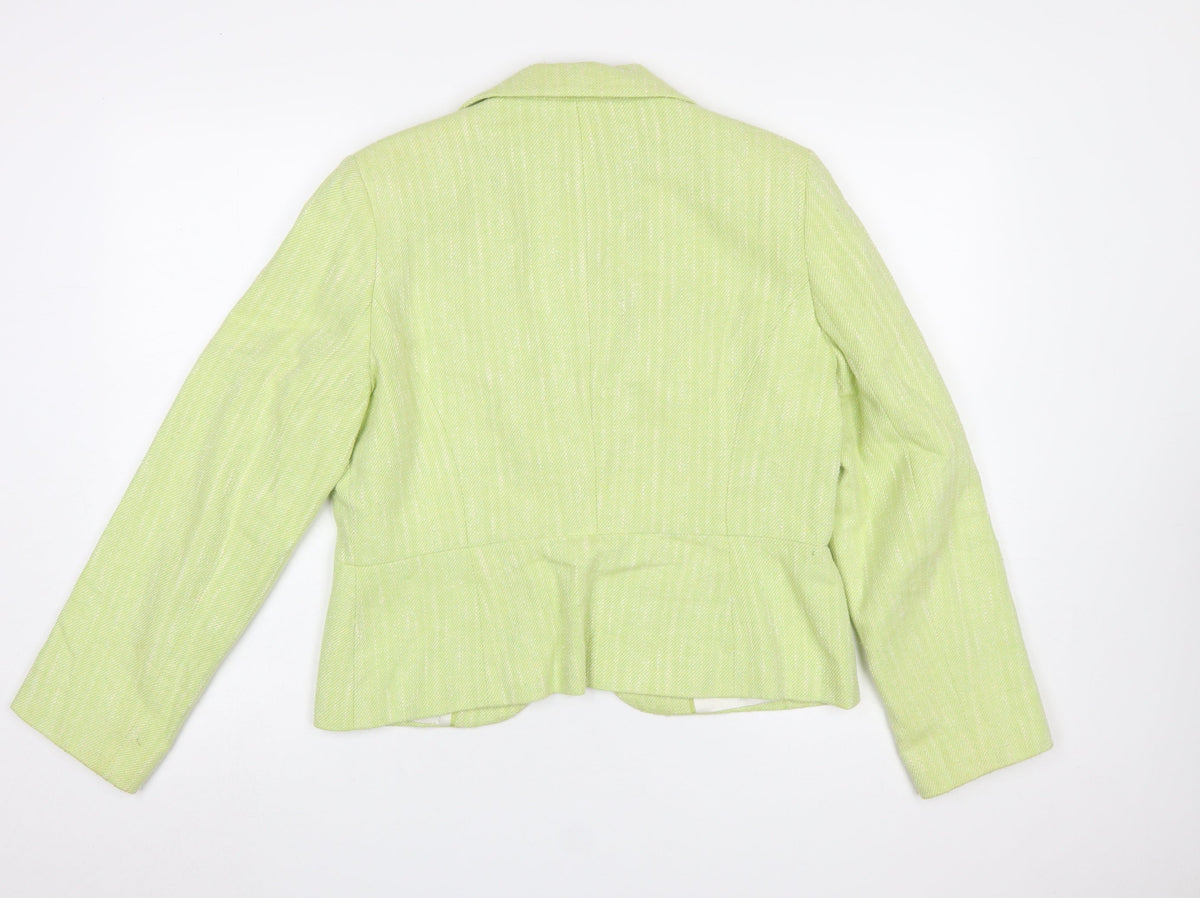 Planet Women's Green Cotton Blend Tailored Blazer UK 14