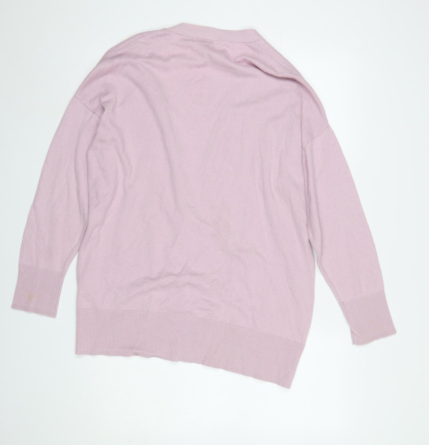 WoolOvers Womens Pink Cotton Cashmere V-Neck Cardigan M