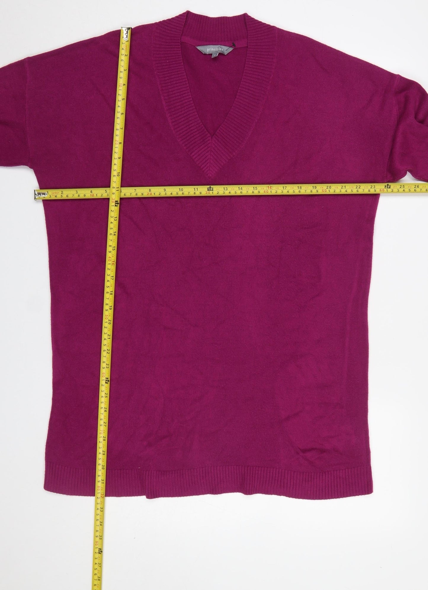 Principles Womens Purple V-Neck Long Sleeve Acrylic Jumper Size 18