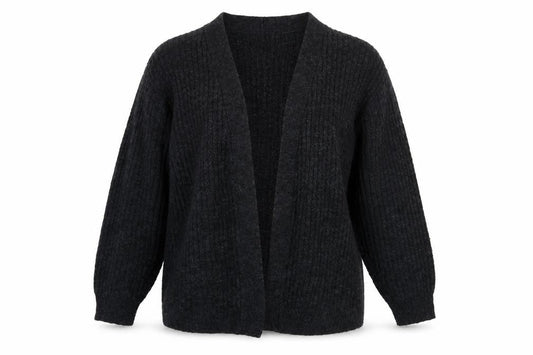 H&M Women’s Black Waffle-Knit Open Cardigan Size L