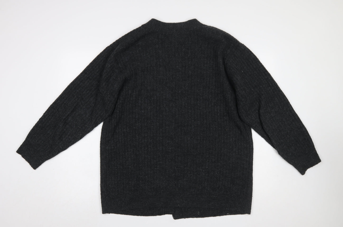 H&M Women’s Black Waffle-Knit Open Cardigan Size L
