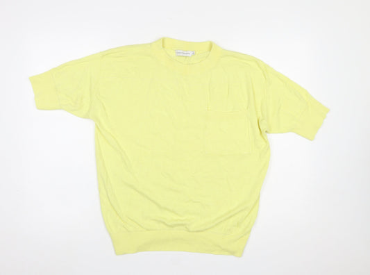 Paraphrase Women's Yellow Short Sleeve Knit Pullover Jumper Size L