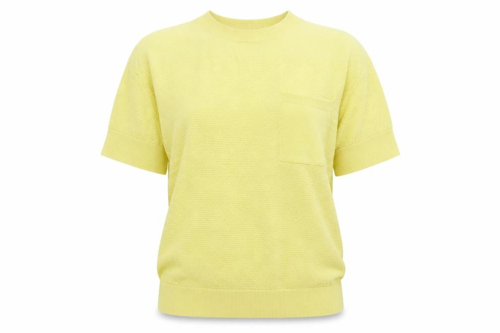 Paraphrase Women's Yellow Short Sleeve Knit Pullover Jumper Size L