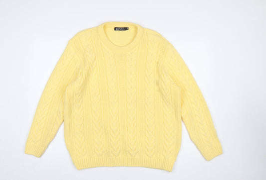Envy Women’s Yellow Cable-Knit Acrylic Crew Neck Jumper L