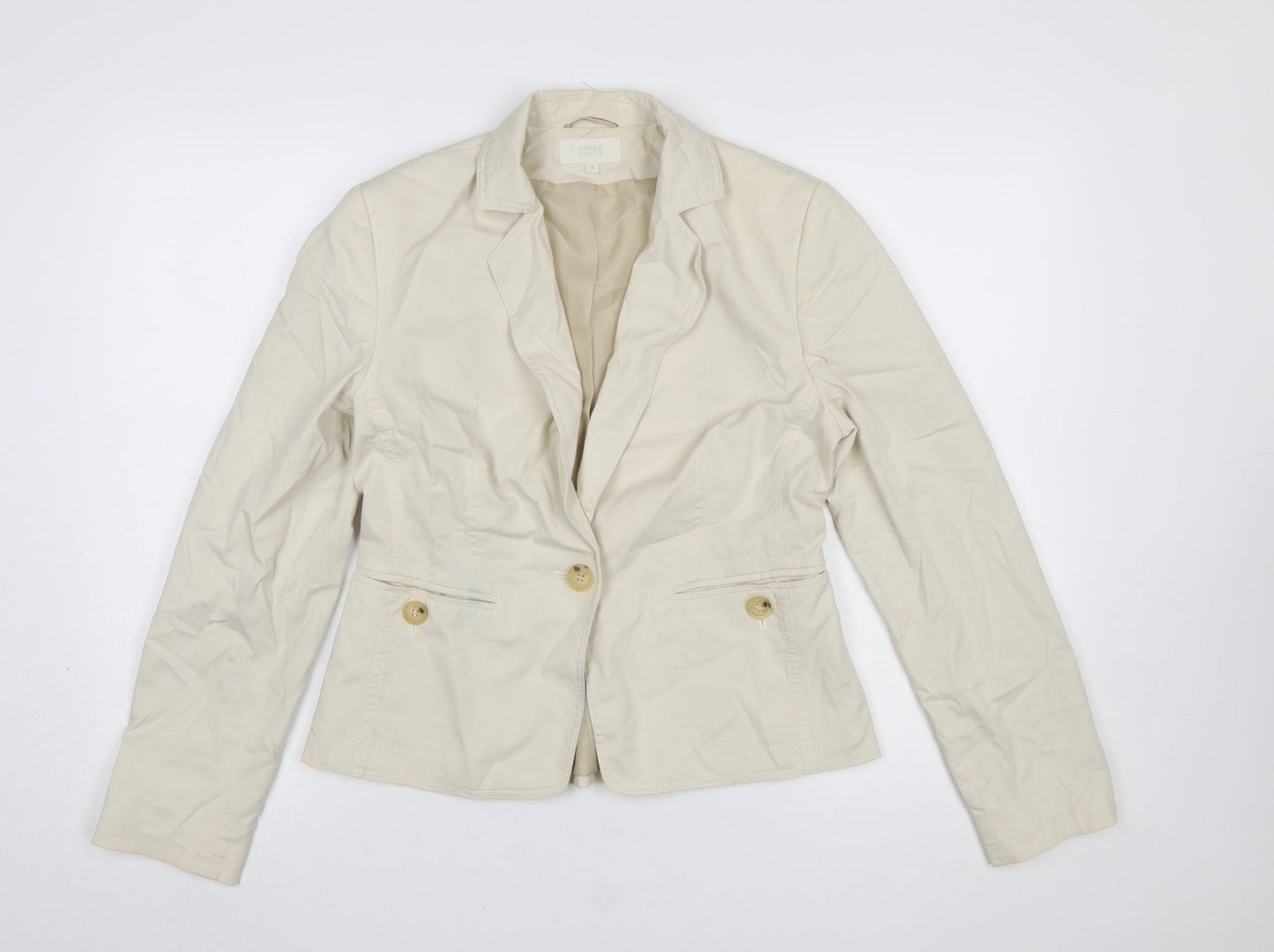 Marks and Spencer Women Beige Cotton Blazer UK 10 Classic Fit