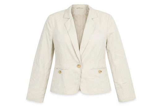 Marks & Spencer Women Beige Cotton Blazer UK 10 Classic Fit
