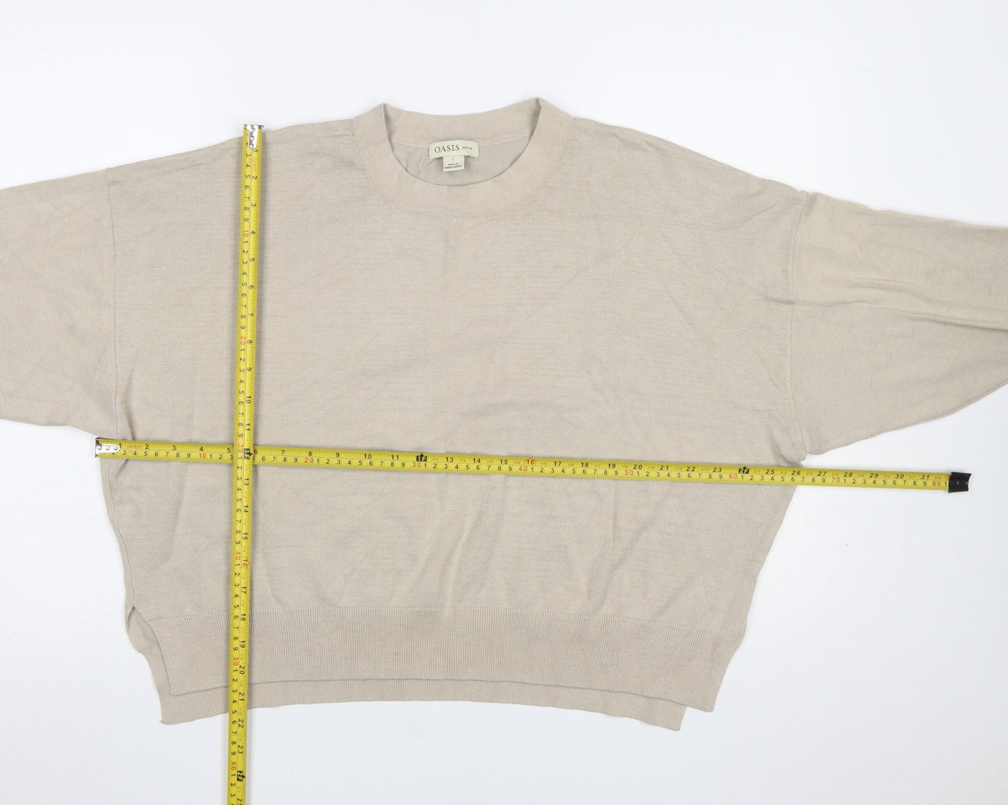 Oasis Petite Women’s Beige L Pullover Knit Jumper Relaxed Fit