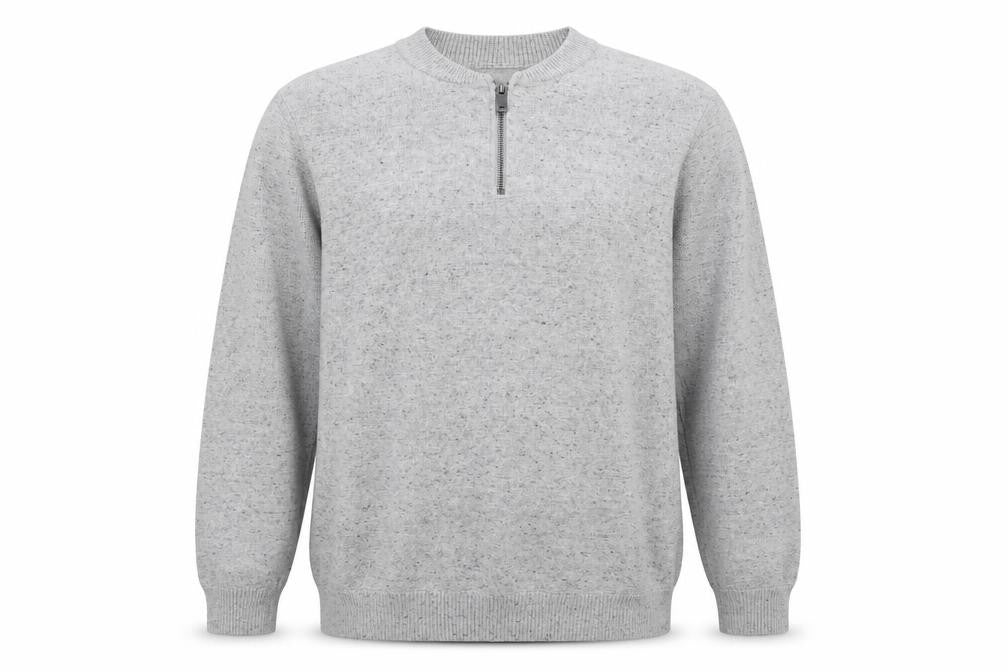 Marks & Spencer Men's Grey L 1/2 Zip Cotton Blend Jumper