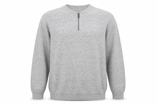 Marks & Spencer Men's Grey L 1/2 Zip Cotton Blend Jumper