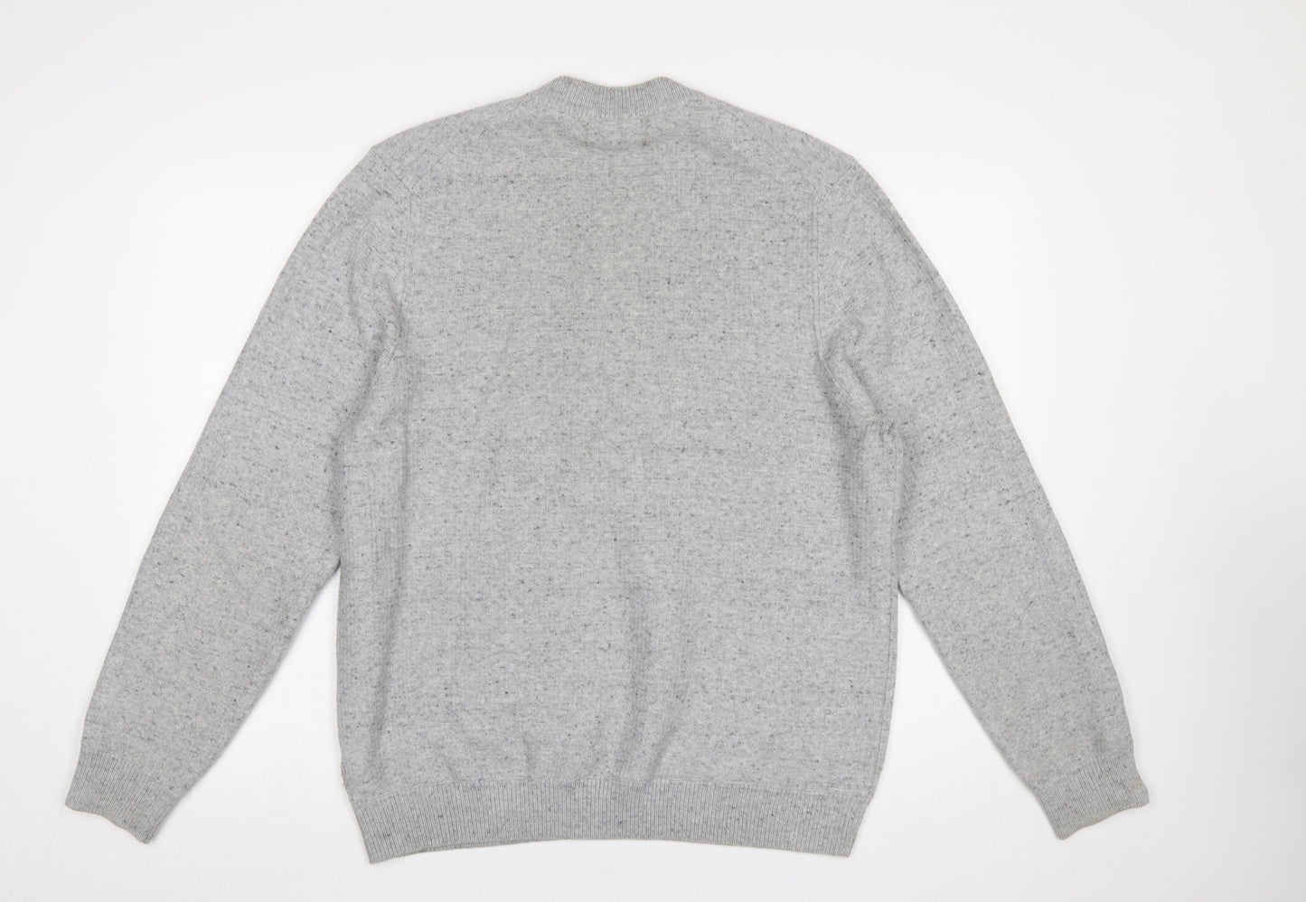 Marks and Spencer Men's Grey L 1/2 Zip Cotton Blend Jumper