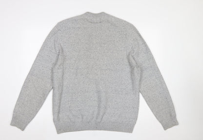 Marks & Spencer Men's Grey L 1/2 Zip Cotton Blend Jumper