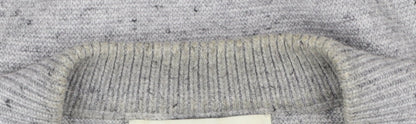 Marks & Spencer Men's Grey L 1/2 Zip Cotton Blend Jumper
