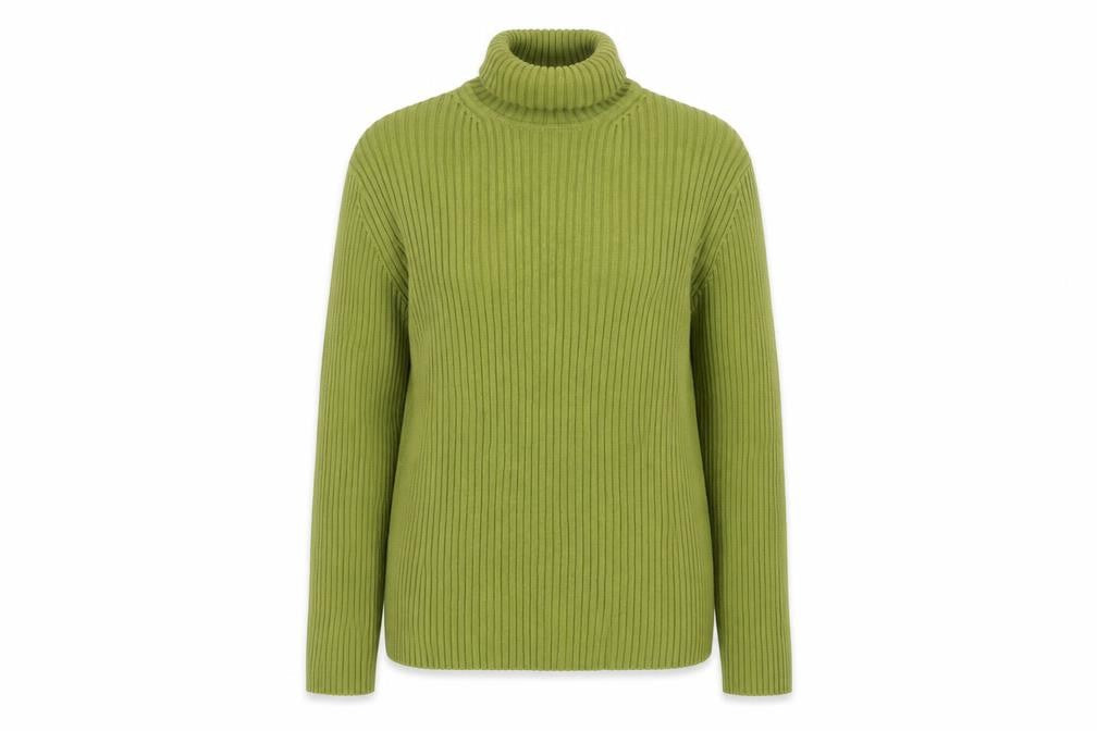 Gap Women's Green Roll Neck Rib Knit Cotton Jumper XL