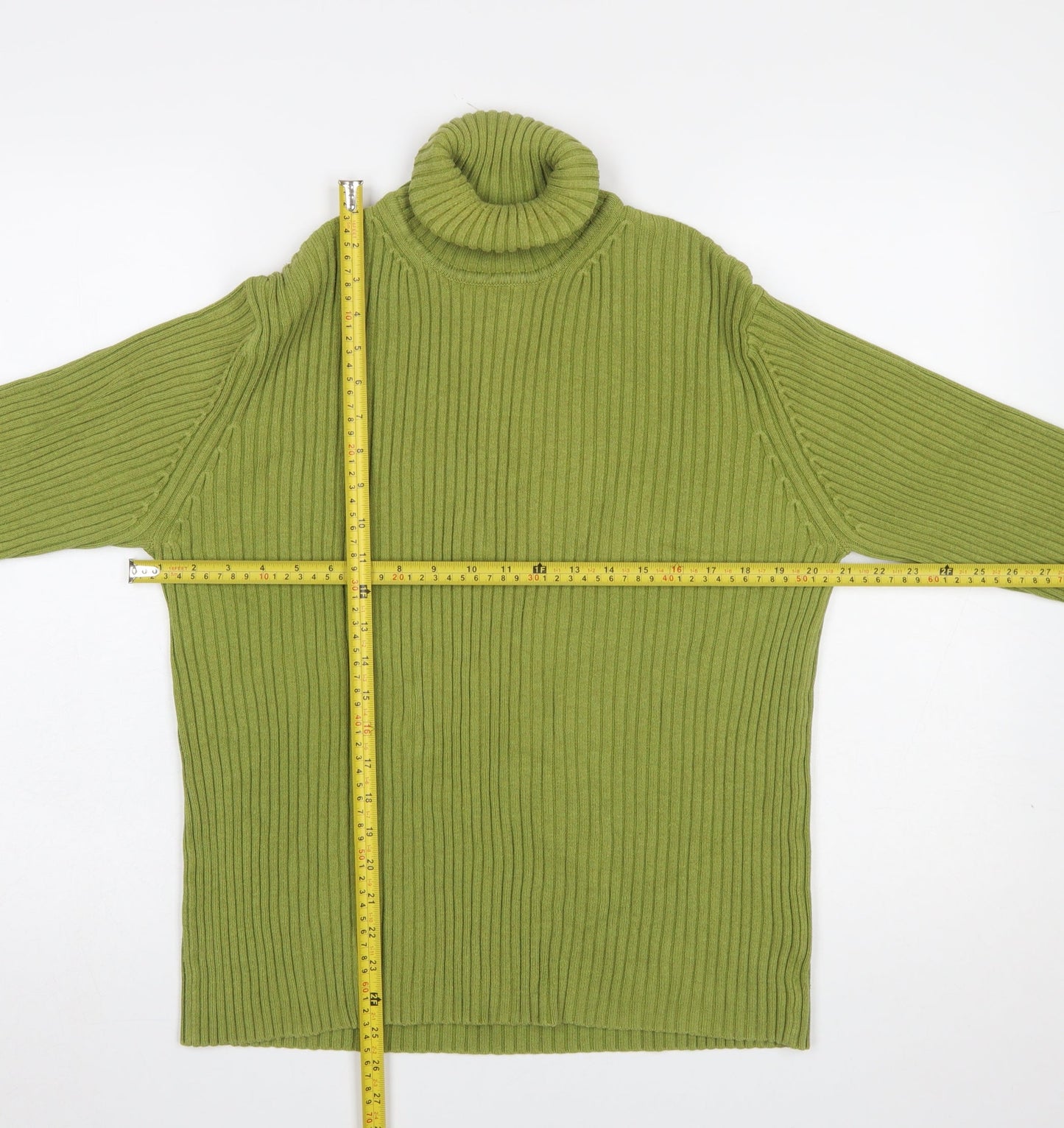 GAP Women's Green Roll Neck Rib Knit Cotton Jumper XL