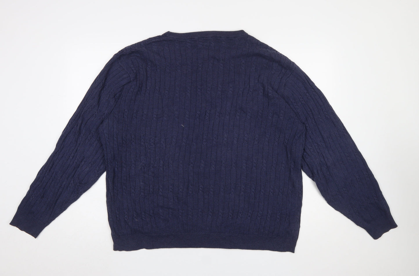 Austin Reed Men's Blue Cable-Knit Cotton Jumper XL