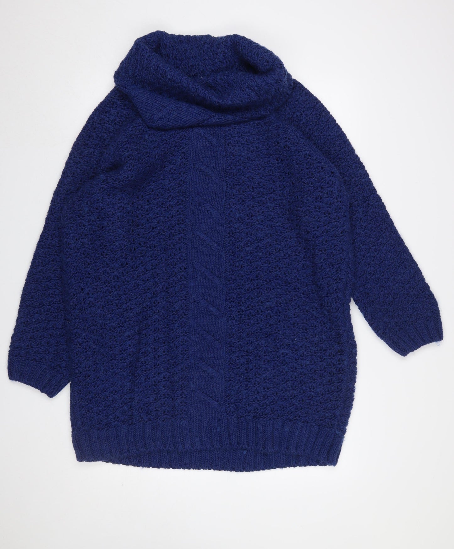 Tu Women's Blue Cowl Neck Chunky Knit Jumper Size 16