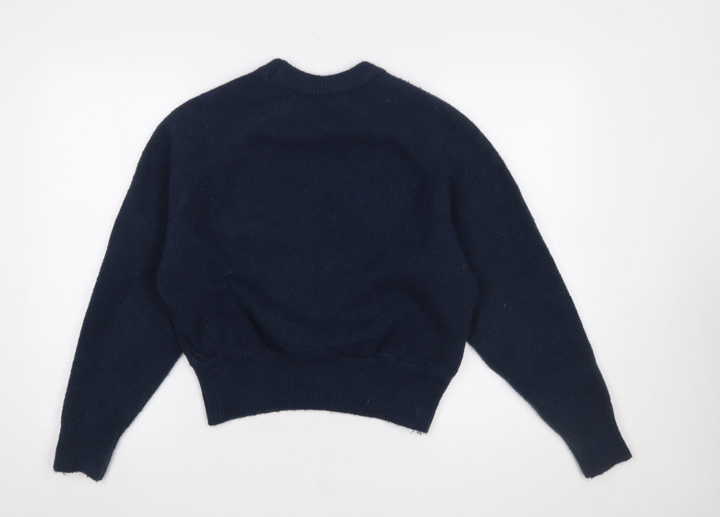 Zara Women Blue Crew Neck Long Sleeve Knit Pullover Jumper Size 8