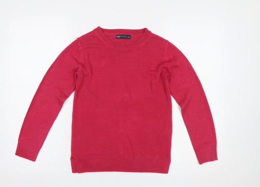 Marks and Spencer Women's Red Acrylic Crew Neck Jumper Size 6