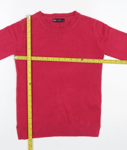 Marks & Spencer Women's Red Acrylic Crew Neck Jumper Size 6