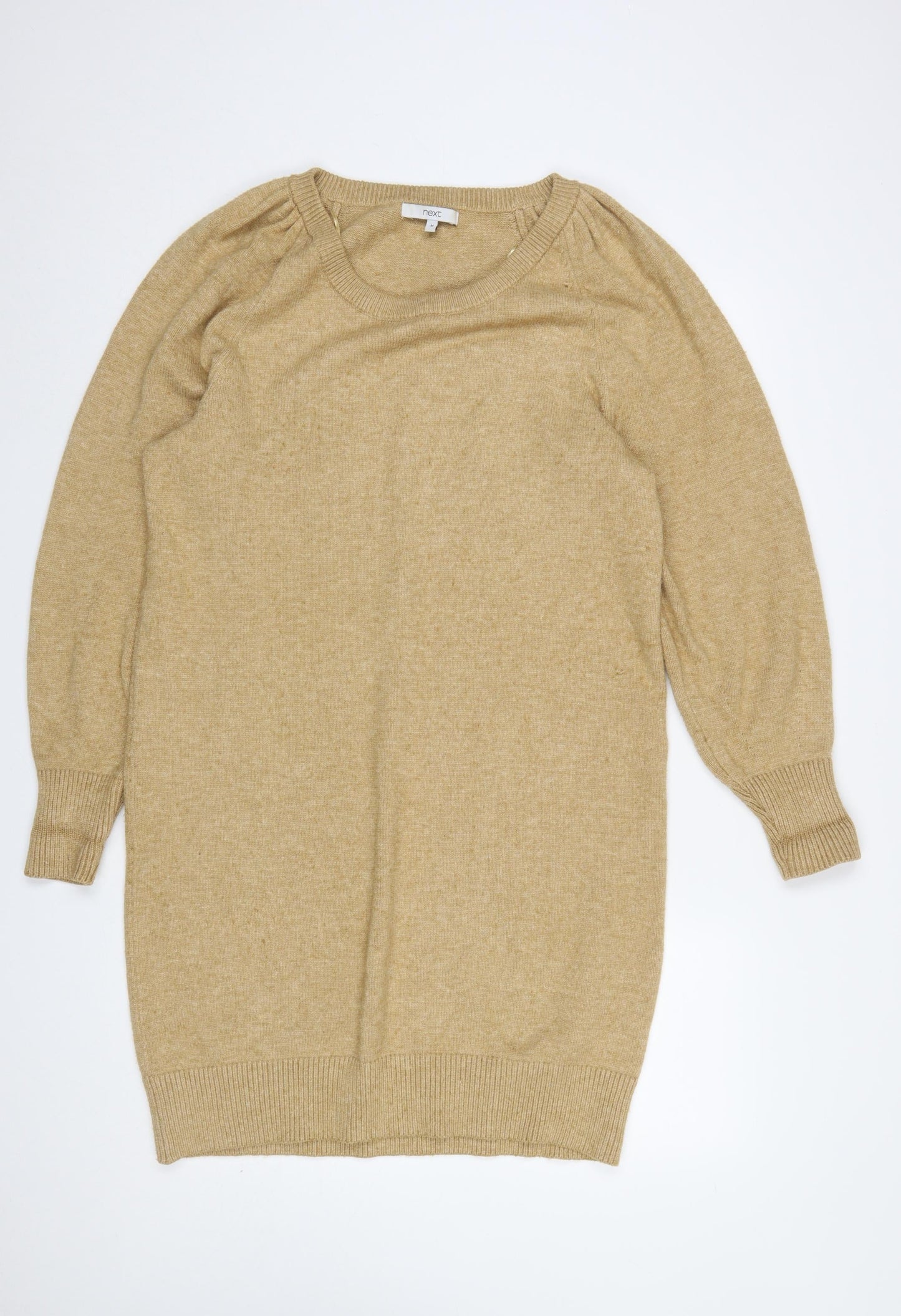 Next Women Beige Wool Blend Long Sleeve Jumper Dress M