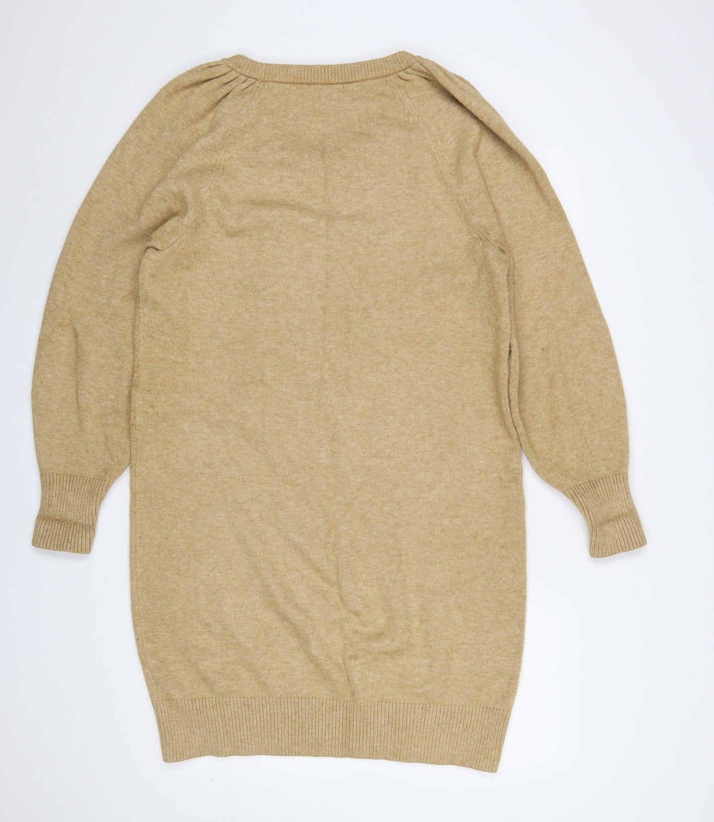 Next Women Beige Wool Blend Long Sleeve Jumper Dress M