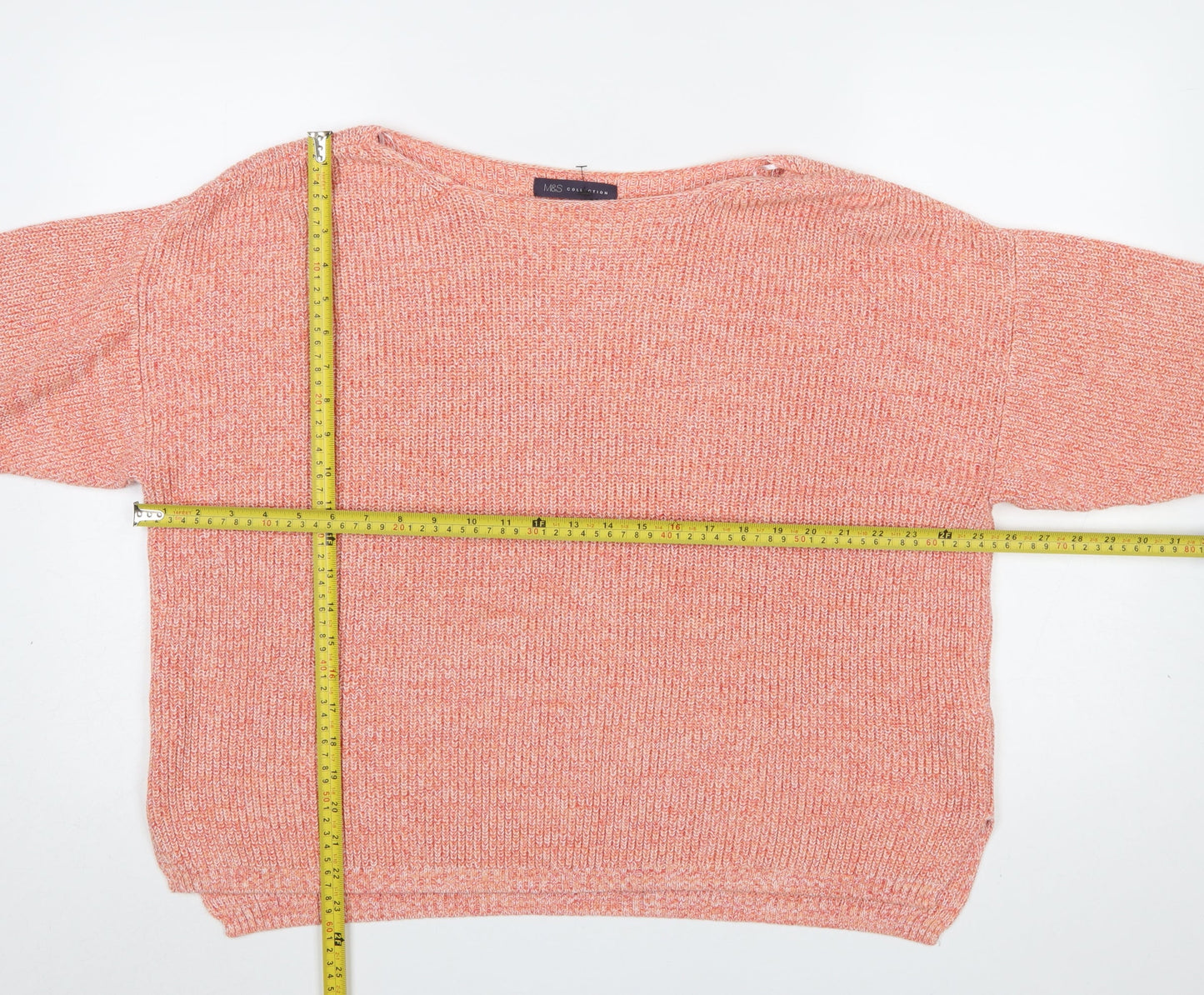 Marks and Spencer Women’s Orange Knit Cotton XL Boat Neck Jumper