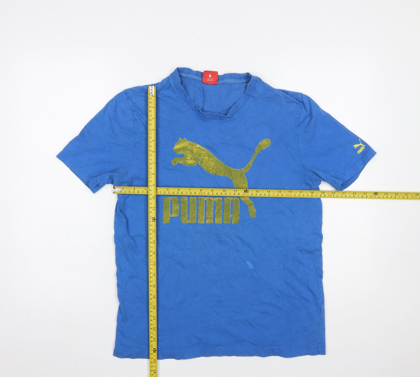 Puma Men's Blue Graphic Logo Crew Neck Cotton T-Shirt Size M