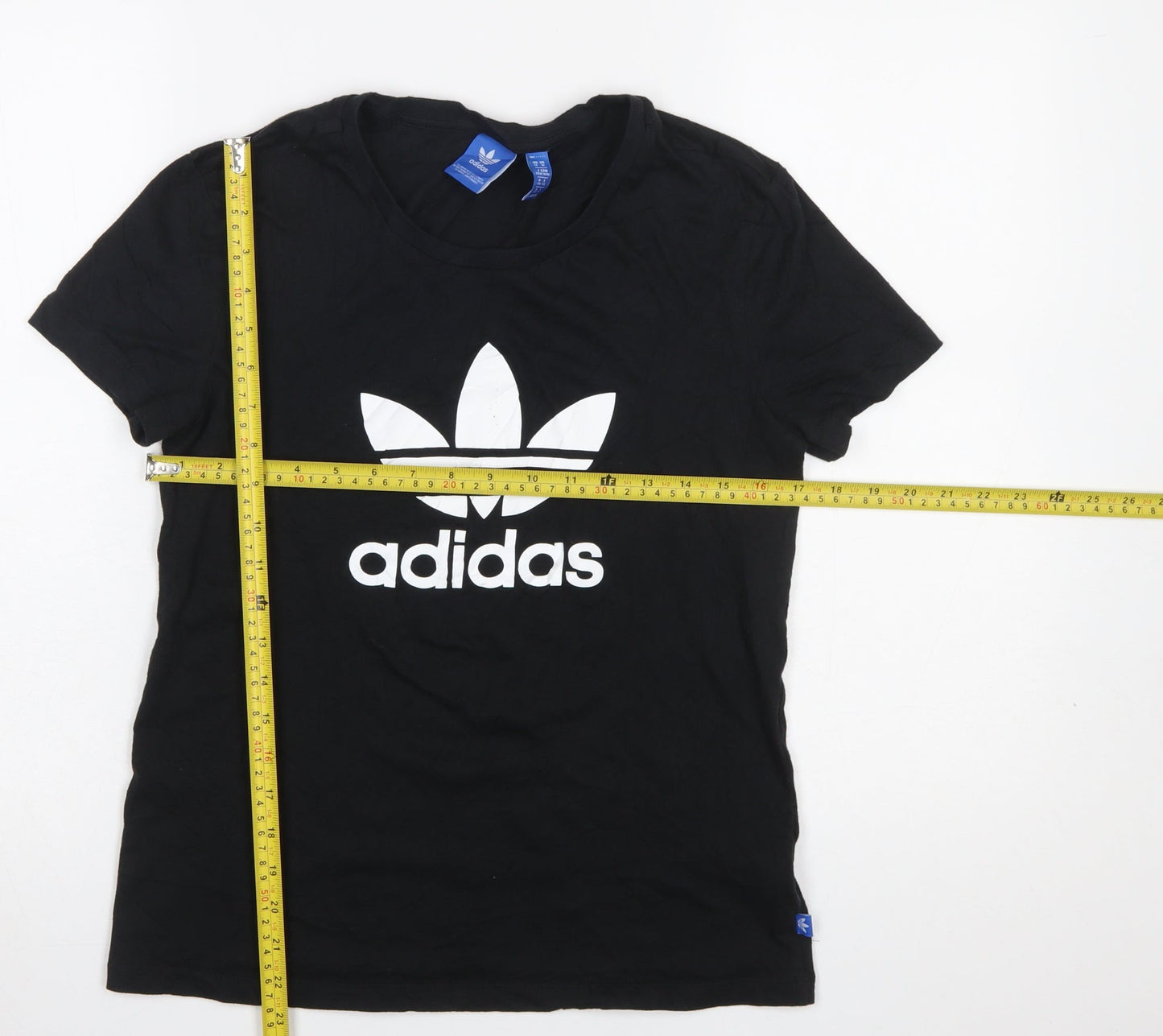 Adidas Womens Black Cotton Short Sleeve Logo T-Shirt Size 10