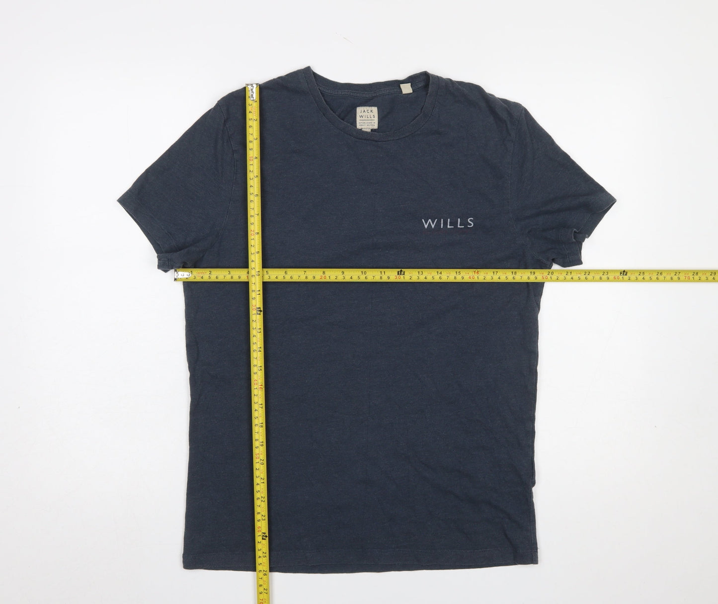 Jack Wills Men Blue Small Graphic Print Crew Neck Cotton T-Shirt