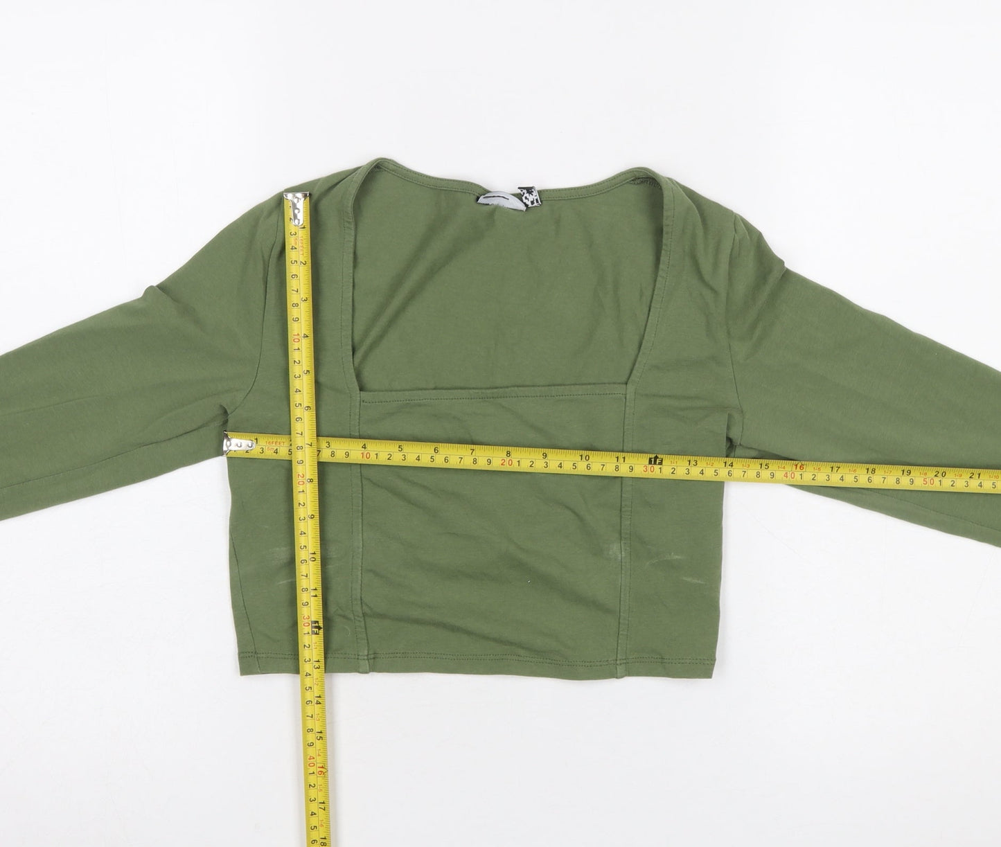 ASOS DESIGN Women’s Green Cropped Long Sleeve Square Neck Top UK 10