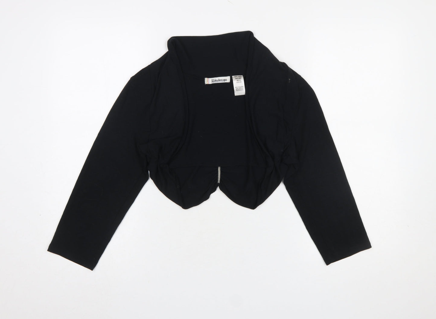 Kaleidoscope Women Black Cropped Long Sleeve Jersey Shrug UK 14