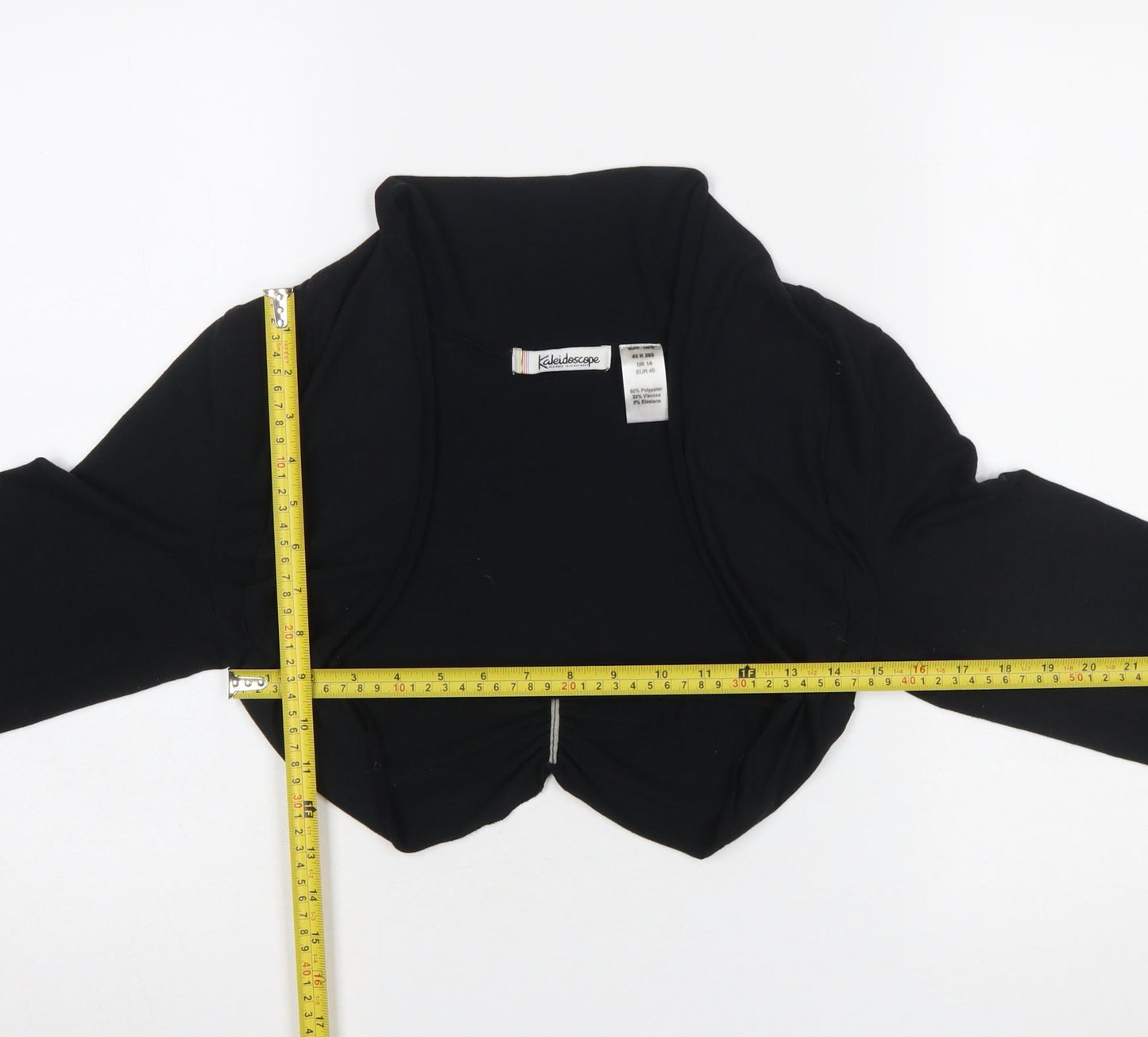 Kaleidoscope Women Black Cropped Long Sleeve Jersey Shrug UK 14