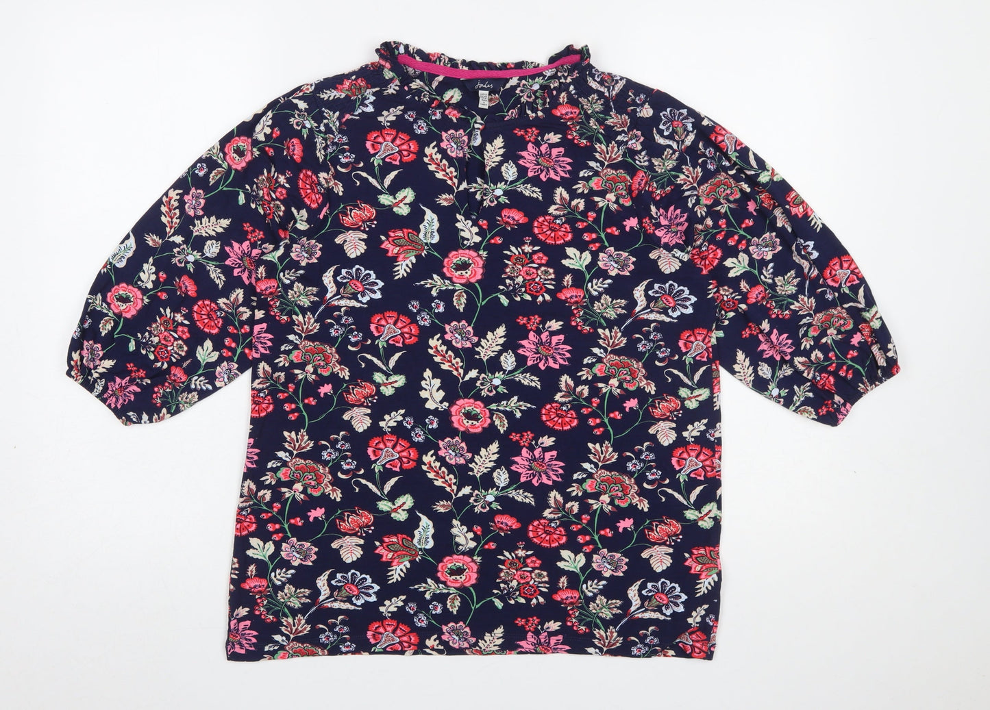 Joules Women’s Multicoloured Floral Ruffle Blouse UK12