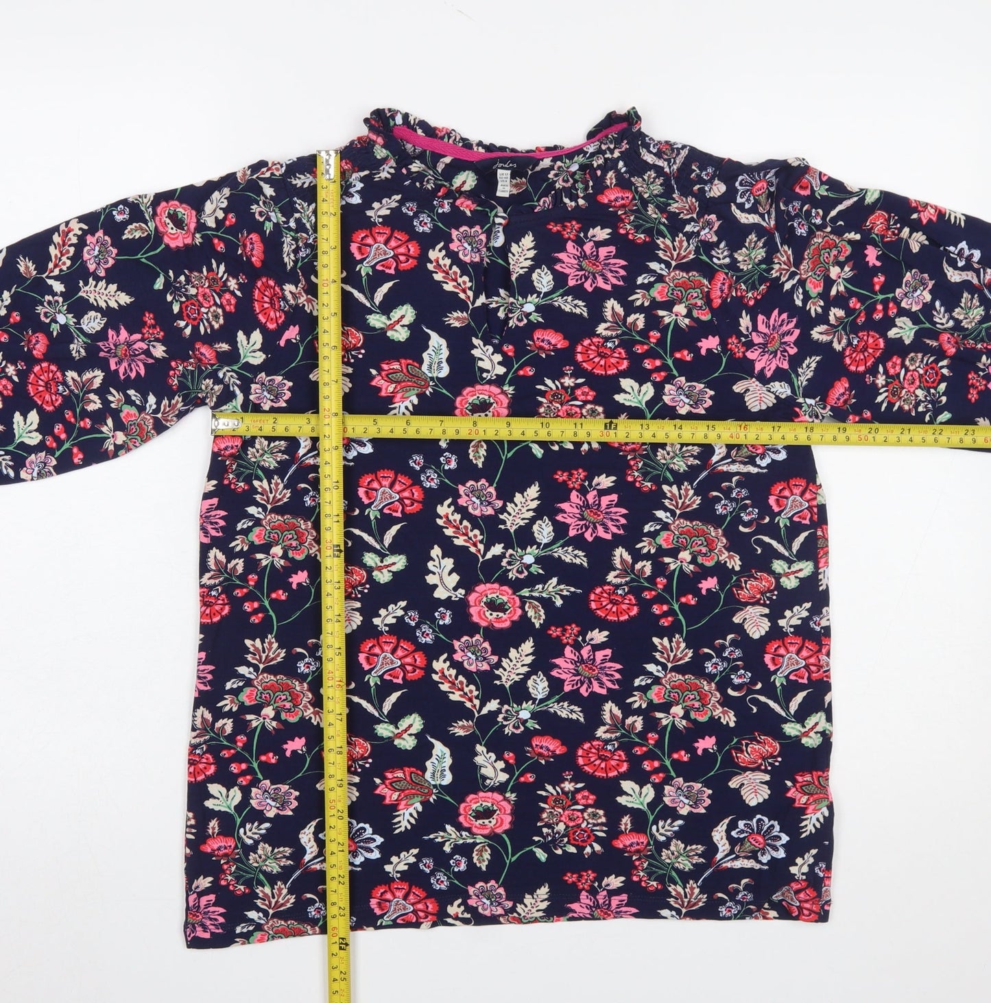 Joules Women’s Multicoloured Floral Ruffle Blouse UK12