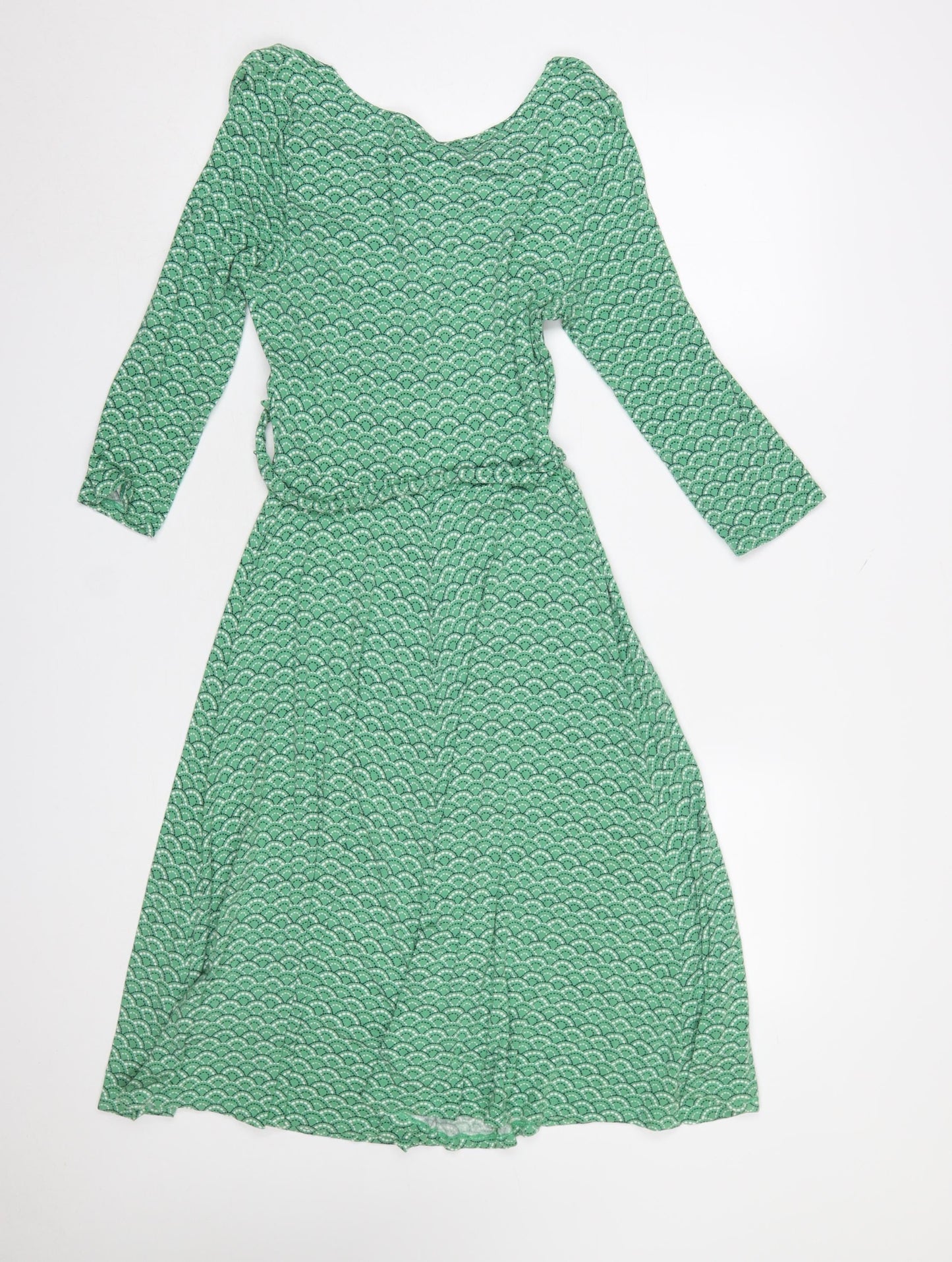 Dickins & Jones Womens Green Geometric Midi Wrap Dress Size 10