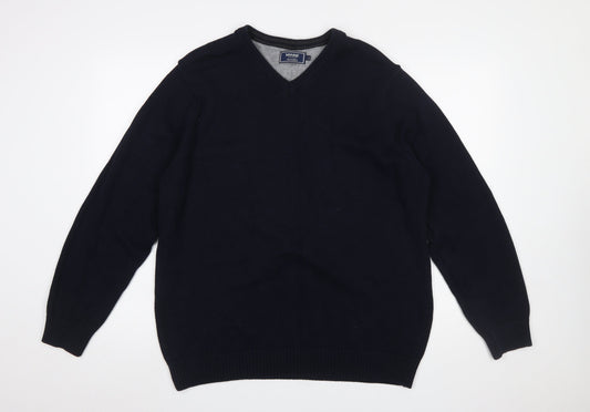 Maine New England Men's Blue Cotton V-Neck Jumper L