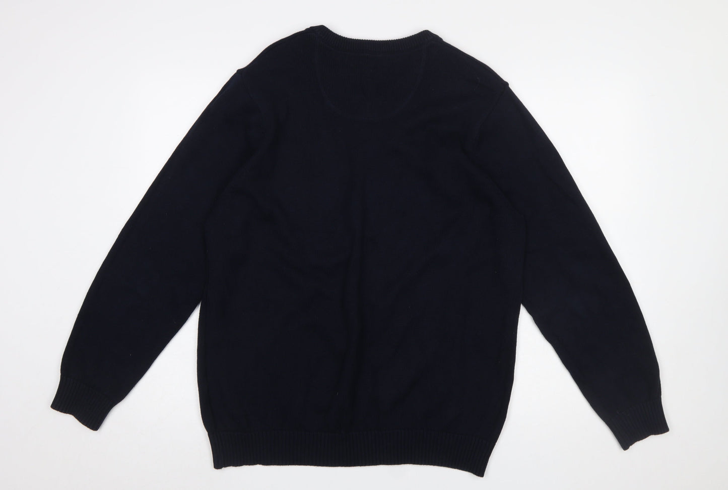 Maine New England Men's Blue Cotton V-Neck Jumper L
