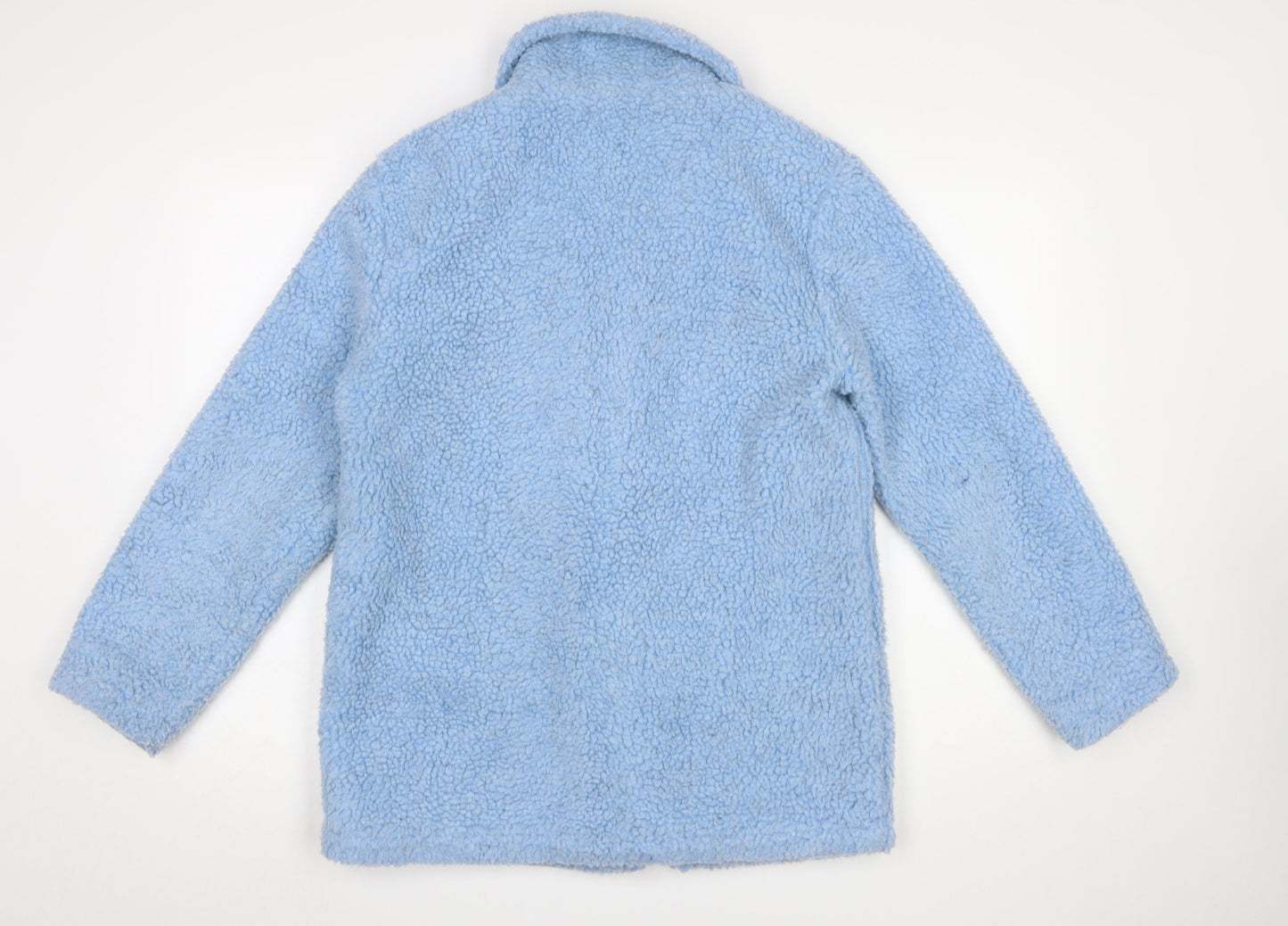 Damart Women Blue Fleece Mid-Length Button Coat Size S