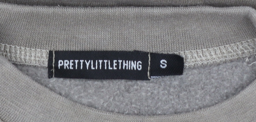 PrettyLittleThing Women Beige New York Downtown Sweatshirt Size S