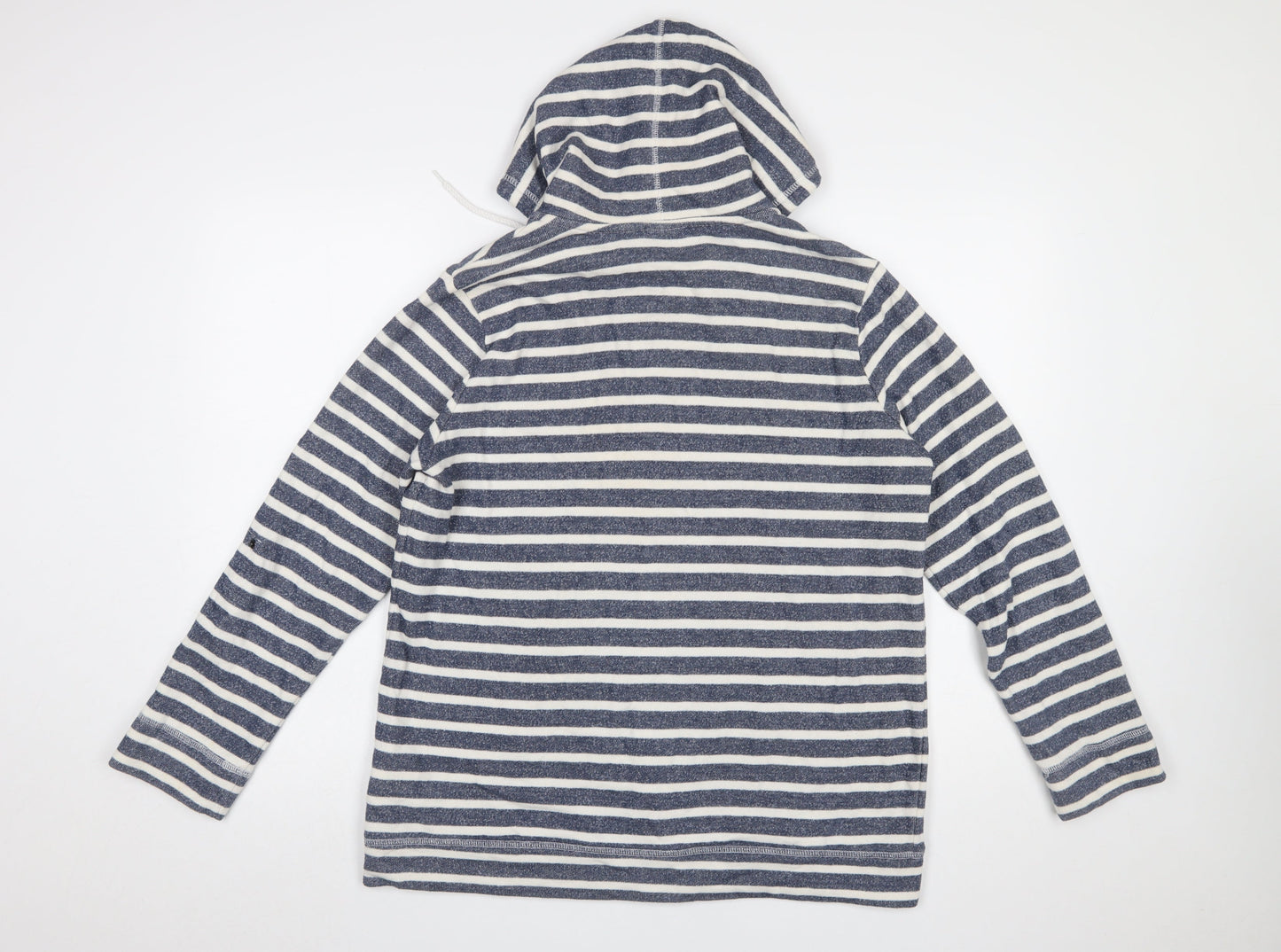 Yessica C&A Women Blue White Striped Full Zip Hoodie XL