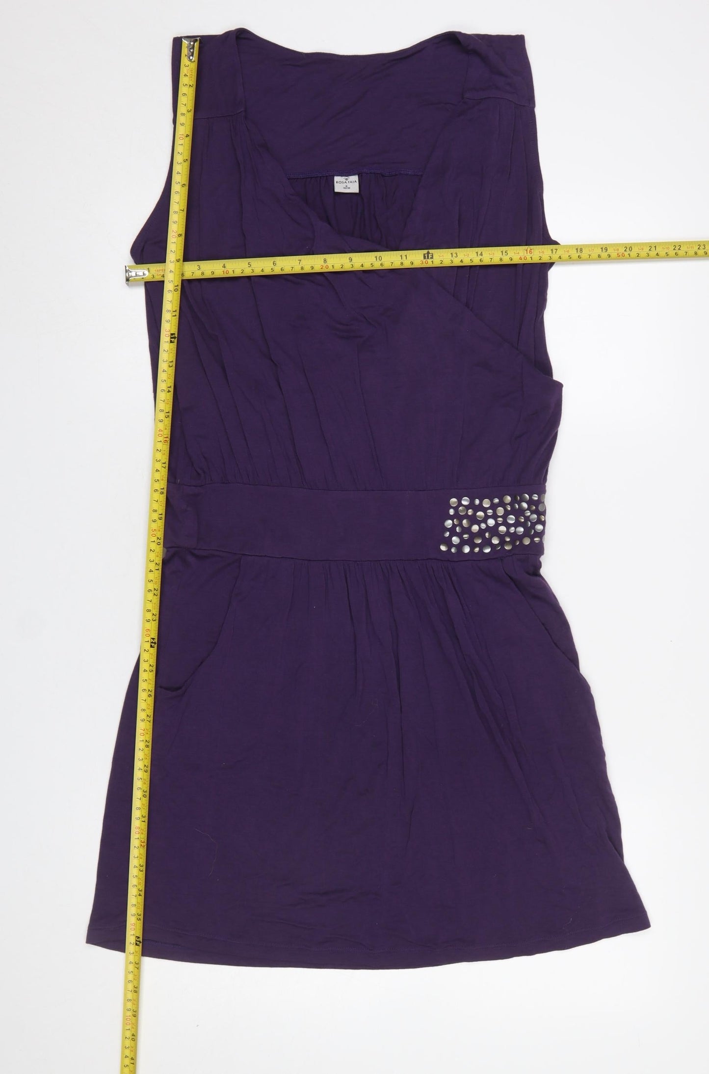 Rosa Faia Womens Purple S 10 Wrap Mini Dress Beaded Waist Viscose Blend