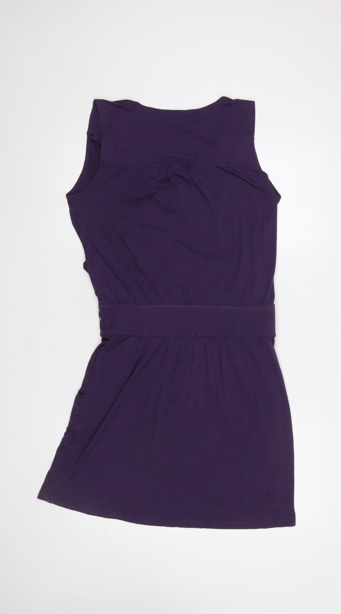 Rosa Faia Womens Purple S 10 Wrap Mini Dress Beaded Waist Viscose Blend