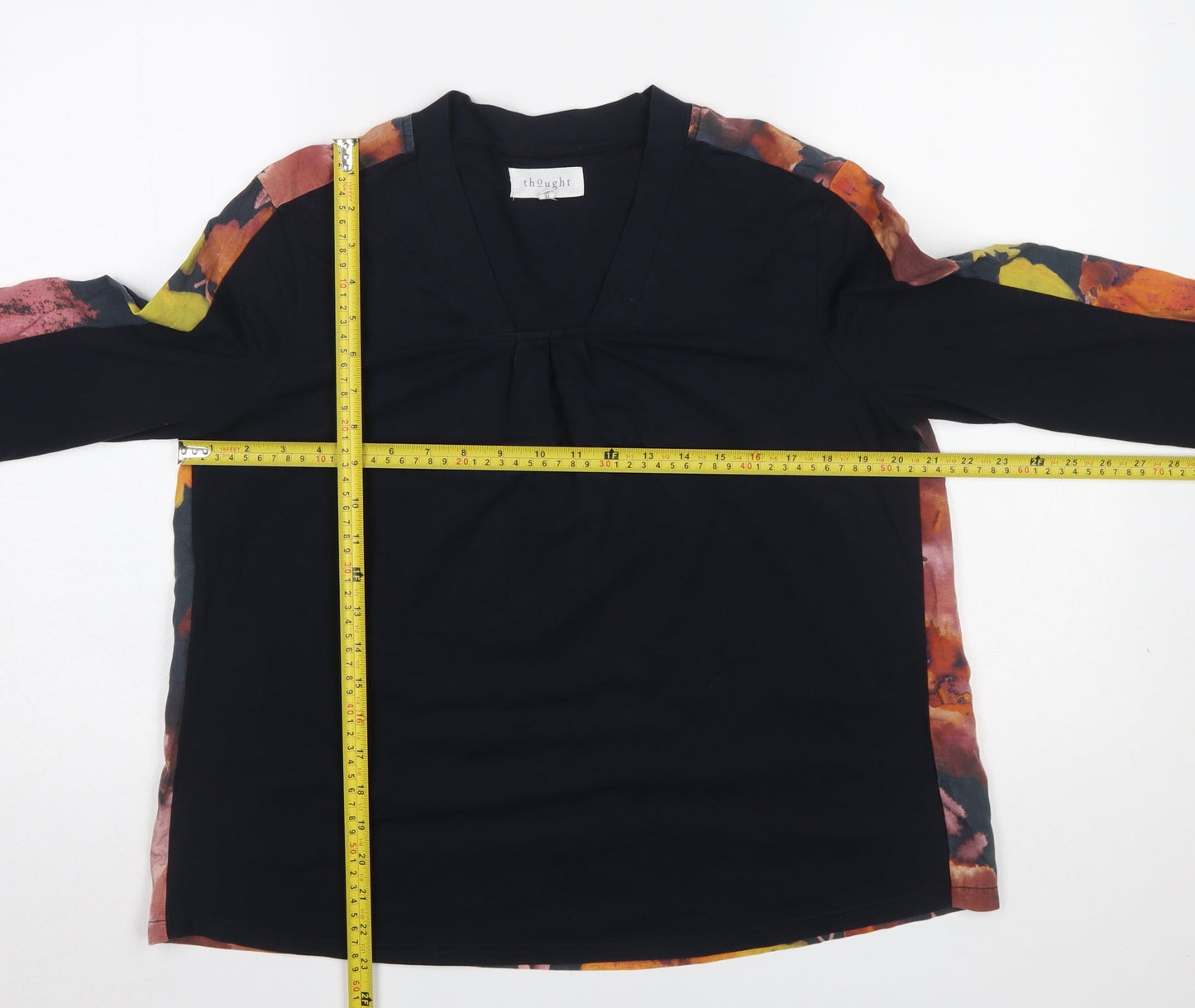 Thought Womens Multicoloured Tunic Blouse Size 12 V-Neck 3/4 Sleeve