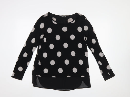 Roman Women’s Black Polka Dot Long Sleeve Tunic Blouse Size 12