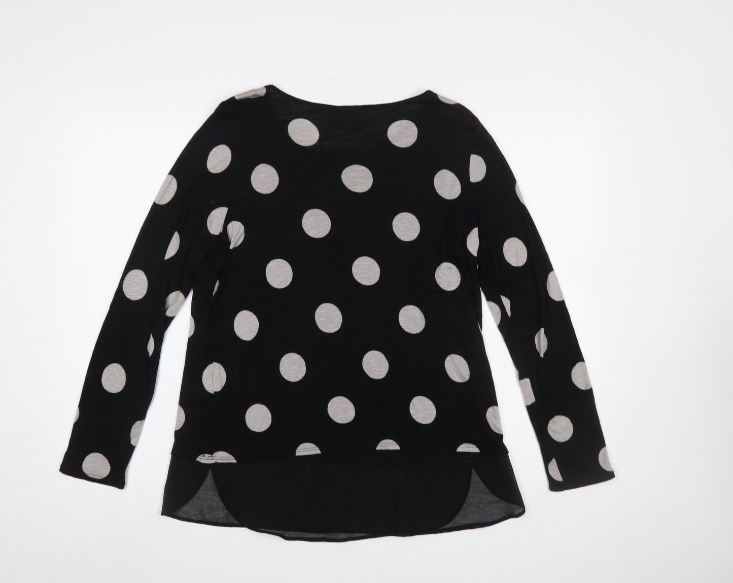 Roman Women’s Black Polka Dot Long Sleeve Tunic Blouse Size 12